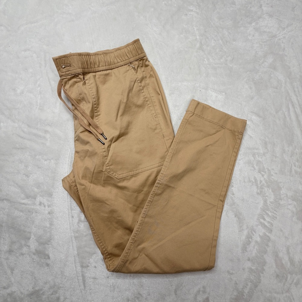 Express Khaki straight leg Pants Tan Elastic‎ Waist Drawstring Cotton Blend NWT